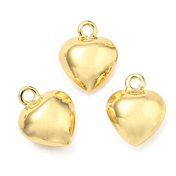 Brass Pendants, Long-Lasting Plated, Lead Free & Cadmium Free, Heart Charm, Real 18K Gold Plated, 14.5x11.5x6.4mm, Hole: 2mm