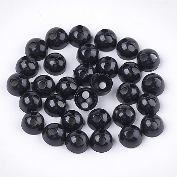 Opaque AS Plastic Buttons, End Caps, Hair Findings, DIY Hair Tie Accessories, Black, 9.5x6mm, Hole: 2.5mm, Inner Diameter: 7.5mm