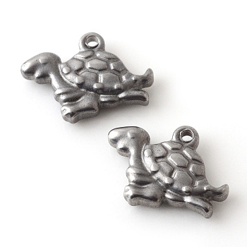 201 Stainless Steel Charms, Tortoise, Stainless Steel Color, 12x16.5x3.5mm, Hole: 1.5mm