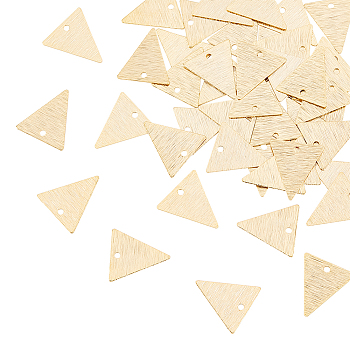 40Pcs Brass Charms, Triangle, Real 24K Gold Plated, 13x12x0.5mm, Hole: 1.2mm
