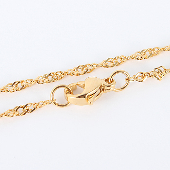 304 Stainless Steel Chain Necklaces, with Lobster Claw Clasps, Faceted, Golden, 17.9 inch(45.4cm), 2mm