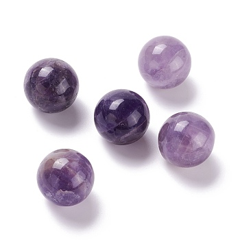 Natural Amethyst Beads, No Hole/Undrilled, for Wire Wrapped Pendant Making, Round, 20mm