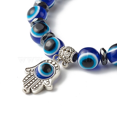 Evil Eye Resin Beads Stretch Bracelet for Girl Women(BJEW-JB06762-01)-4