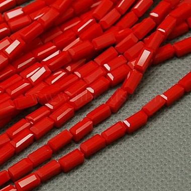 7mm Red Cuboid Glass Beads