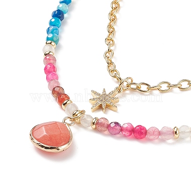 Teardrop Natural Agate Beads & White Jade Pendant Necklace Sets(NJEW-JN04093)-4