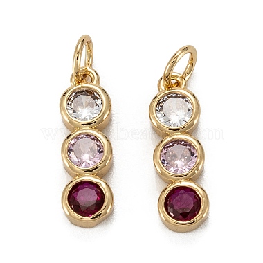 Real 18K Gold Plated Colorful Round Brass+Cubic Zirconia Charms