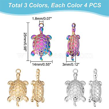 unicraftale 12pcs 3 couleurs 304 pendentifs en acier inoxydable(STAS-UN0041-23)-3