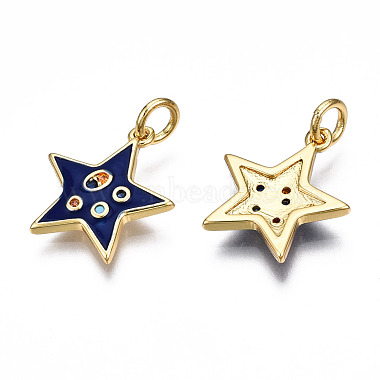 Brass Micro Pave Cubic Zirconia Enamel Charms(ZIRC-Q200-025A-NF)-2