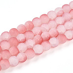 Crackle Glass Beads, Round, Two Tone, Frosted, Light Coral, 8~8.5x7~7.5mm, Hole: 1.4mm(X1-GLAA-N009-8mm-03)