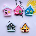 Opaque Reisn Cabochons, House, Mixed Color, 20~22.5x19~21x6~7mm(RESI-L050-04)