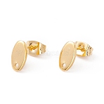 201 Stainless Steel Stud Earring Findings with Hole, 304 Stainless Steel Pins and Ear Nuts, Oval, Real 24K Gold Plated, 9x5mm, Hole: 1.2mm, Pin: 0.8mm(X-EJEW-A071-01C-G)