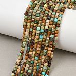 Natural Anhui Turquoise Beads Strands, Faceted Table Cut Cube, 2.5~3x3x3mm, Hole: 0.8mm, about 133pcs/strand, 14.96''(38cm)(GG-CBA5BAE-A01)
