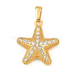 1Pc 304 Stainless Steel Rhinestone Pendants, Starfish Charms, Golden, 26x23x7mm, Hole: 6.5x3.5mm(STAS-FS0002-32)