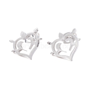Heart 304 Stainless Steel Stud Earrings for Women, Stainless Steel Color, 11.5x13mm, Pin: 0.7mm(EJEW-Z017-05P)