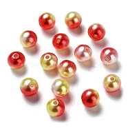 Rainbow ABS Plastic Imitation Pearl Beads, Gradient Mermaid Pearl Beads, Round, Red, 11.5~12x11~11.5mm, Hole: 2mm, about 560pcs/500g(OACR-Q174-12mm-15)