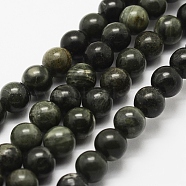 Natural Green Wood Lace Stone Beads Strands, Round, 8mm, Hole: 1mm, about 44pcs/strand, 15 inch~16 inch(38~40.5cm)(G-J358-04-8mm)