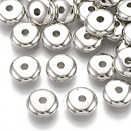 Plating ABS Plastic Spacer Beads, Flat Round, Platinum Plated, 8x3.5mm, Hole: 1.8mm(KY-T019-31B)