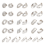 MAYJOYDIY US 8 Style 304 Stainless Steel Stud Earring Findings, with Vertical Loops & Ear Nuts/Earring Backs, Oval & Flat Round & Rectangle & Cone, Stainless Steel Color, 17~28x8~18mm, Hole: 1.2~4mm, Pin: 0.7mm, 4Pcs/style, 32Pcs/style(STAS-MA0001-04P)