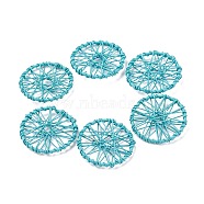 Spray Painted Eco-Friendly Iron Filigree Joiners Links, Wheel, Dark Turquoise, 30.5x3.5mm(IFIN-T009-01H)