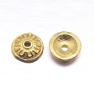 Real 18K Gold Plated Apetalous 925 Sterling Silver Bead Caps, Golden, 6x2mm, Hole: 1.5mm, about 100pcs/20g(STER-M100-18)