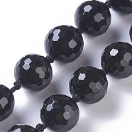 Natural Black Agate Beads Strands, Faceted, Round, 18~18.5mm, Hole: 2mm, about 20pcs/strand, 17 inch(43cm)(G-F620-05A-18mm)