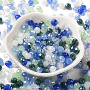 Glass Beads, Faceted, Rondelle, Light Blue, 6x5mm, Hole: 1mm, about 280pcs/60g(EGLA-A034-SM6mm-09)