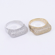 Brass Micro Pave Cubic Zirconia Finger Rings, Handbag, Mixed Color, 16~19mm(RJEW-E145-52)