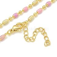 Brass Enamel Column Link Chain Necklaces, Real 18K Gold Plated, Lead Free & Cadmium Free & Nickel Free, Long-Lasting Plated, Colorful, 17.52~17.83 inch(44.5~45.3cm)(NJEW-H039-09A-02G)