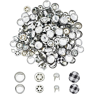 120 Sets 2 Style Aluminum Cap Top Buttons, for Hat Making Accessories, Platinum, 7~15x3~10mm, 3pcs/set, 60 sets/style(BUTT-BC0001-03)