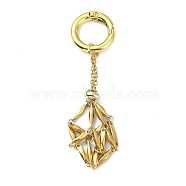 304 Stainless Steel Pouch Keychains, with Alloy Spring Ring Clasps, Golden, 7.6cm(HJEW-JM01300-02)