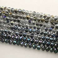 Electroplate Faceted Rondelle Glass Bead Strands, Mixed Color, 6x4mm, Hole: 1.5mm, about 87~90pcs/strand(EGLA-S096-6mm-M)