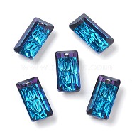 Embossed Glass Rhinestone Pendants, Rectangle, Faceted, Bermuda Blue, 14x7x4.2mm, Hole: 1.5mm(GLAA-J101-07A-001BB)