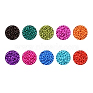 6/0 Baking Paint Glass Seed Beads, Round, Mixed Color, 6/0, 4~5x3~4mm, Hole: 1~2mm, 10 colors, about 900pcs/color, 9000pcs/set(SEED-US0001-04-4mm)