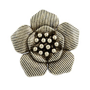 Tibetan Style Alloy 3D Flower Pendant Enamel Settings, Cadmium Free & Nickel Free & Lead Free, Antique Silver, 38x39.5x1mm, Hole: 3.5mm(TIBEP-29-AS-NR)