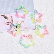 Plastic Telephone Cord Elastic Hair Ties, Ponytail Holder, with Cotton Thread, Star, Mixed Color, 50~52x52~56x7mm(X-OHAR-T006-29)