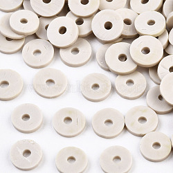 Eco-Friendly Handmade Polymer Clay Beads, Disc/Flat Round, Heishi Beads, Gainsboro, 8x0.5~1mm, Hole: 2mm, about 13000pcs/1000g(CLAY-R067-8.0mm-B02)