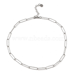 304 Stainless Steel Paperclip Chain Necklace, Stainless Steel Color, 16-1/2~17 inch(42~43.2cm)(BJEW-B072-01P)