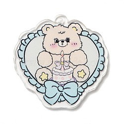 Cartoon Acrylic Pendants, bear, 41x40x2.2mm, Hole: 1.6mm(SACR-Z004-06C)