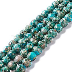 Assembled Natural Imperial Jasper & Synthetic Opal Beads Strands, Dyed, Round, Dark Cyan, 8mm, Hole: 1.2mm, about 50pcs/strand, 15.75''(40cm)(G-K317-A09-01)
