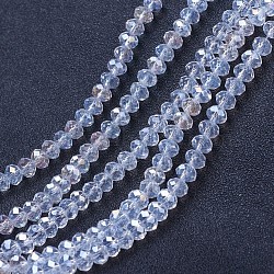 Electroplate Glass Beads Strands, AB Color Plated, Faceted, Rondelle, Clear AB, 3.5~3.8x3mm, Hole: 0.4mm, about 113~115pcs/strand, 32~33cm(EGLA-A034-T3mm-B02)