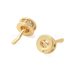 Brass Micro Pave Cubic Zirconia Peg Bails, for Half Drilled Beads, Real 18K Gold Plated, 7.5x5mm, Pin: 1mm(KK-U056-54G)