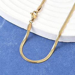 Ion Plating(IP) 304 Stainless Steel Snake Chains Necklaces, with Lobster Clasps, Real 18k Gold Plated, 17.7 inch(45cm), 2.2x1mm(NJEW-O058-25G)