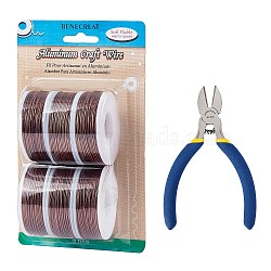 DIY Jewelry Kits, with Aluminum Wire and Iron Side Cutting Pliers, Sienna, 1mm, about 23m/roll, 6rolls/set(DIY-BC0011-39G)