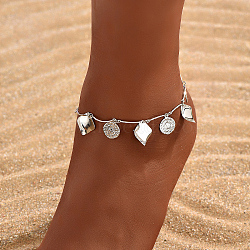 Summer Beach Style Brass Pendant Anklet with Rhombus & Flat Round Tassel, Fashion and Simple for Women(JL5843)