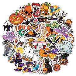 Halloween Themed Laser Style PVC Sticker Labels, Self-adhesive Decals, for Suitcase, Skateboard, Refrigerator, Helmet, Mobile Phone Shell, Colorful, 60~80mm, 50pcs/set(HAWE-PW0001-054K)
