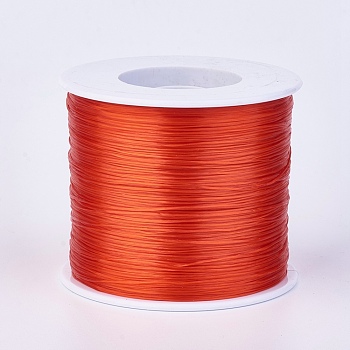 Flat Elastic Crystal String, Elastic Beading Thread, for Stretch Bracelet Making, Orange Red, 0.7mm, about 546.8 yards(500m)/roll