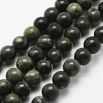Natural Green Wood Lace Stone Beads Strands, Round, 8mm, Hole: 1mm, about 44pcs/strand, 15 inch~16 inch(38~40.5cm)
