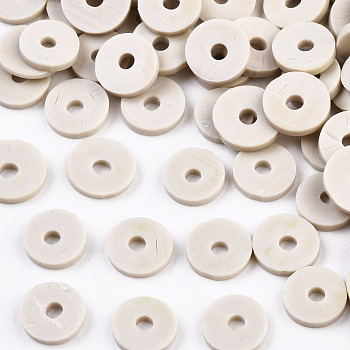 Eco-Friendly Handmade Polymer Clay Beads, Disc/Flat Round, Heishi Beads, Gainsboro, 8x0.5~1mm, Hole: 2mm, about 13000pcs/1000g