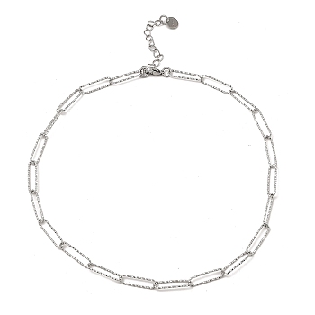 304 Stainless Steel Paperclip Chain Necklace, Stainless Steel Color, 16-1/2~17 inch(42~43.2cm)