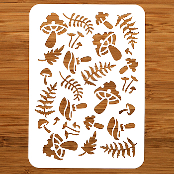 PET Hollow Out Drawing Painting Stencils, for DIY Scrapbook, Photo Album, Mushroom, 297x210mm